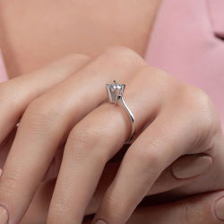 G Renk 0,40 Karat HRD Sertifikalı Tektaş Pırlanta Yüzük - 7