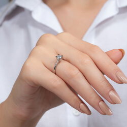 G Renk 0,40 Karat HRD Sertifikalı Tektaş Pırlanta Yüzük - 6