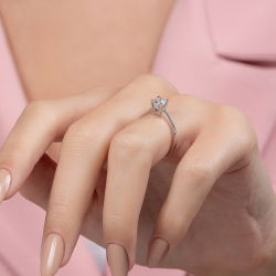 G Renk 0,40 Karat HRD Sertifikalı Tektaş Pırlanta Yüzük - 6