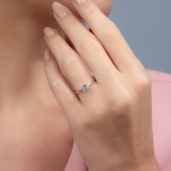 G Renk 0,40 Karat HRD Sertifikalı Tektaş Pırlanta Yüzük - 5