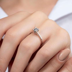 G Renk 0,45 Karat HRD Sertifikalı Tektaş Pırlanta Yüzük - 7