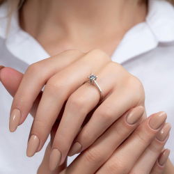 G Renk 0,45 Karat HRD Sertifikalı Tektaş Pırlanta Yüzük - 6