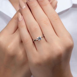 G Renk 0,45 Karat HRD Sertifikalı Tektaş Pırlanta Yüzük - 5