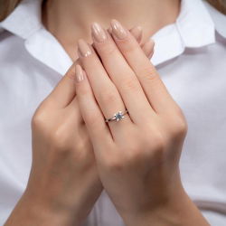 G Renk 0,45 Karat HRD Sertifikalı Tektaş Pırlanta Yüzük - 4