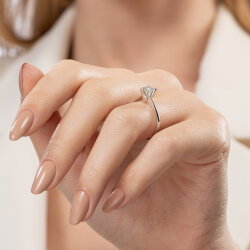 G Renk 0,50 Karat HRD Sertifikalı Tektaş Pırlanta Yüzük - 6