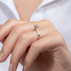 G Renk 0,50 Karat HRD Sertifikalı Tektaş Pırlanta Yüzük - 7