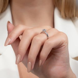 G Renk 0,50 Karat HRD Sertifikalı Tektaş Pırlanta Yüzük - 5