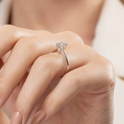 G Renk 0,50 Karat HRD Sertifikalı Tektaş Pırlanta Yüzük - 7
