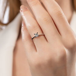 G Renk 0,50 Karat HRD Sertifikalı Tektaş Pırlanta Yüzük - 5