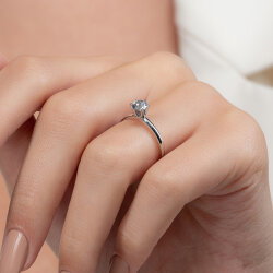 G Renk 0,50 Karat HRD Sertifikalı Tektaş Pırlanta Yüzük - 7