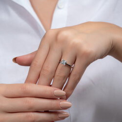 G Renk 0,60 Karat HRD Sertifikalı Tektaş Pırlanta Yüzük - 4