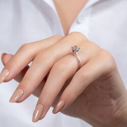 G Renk 0,60 Karat HRD Sertifikalı Tektaş Pırlanta Yüzük - 6