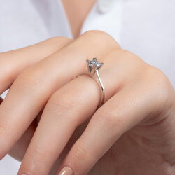 G Renk 0,60 Karat HRD Sertifikalı Tektaş Pırlanta Yüzük - 7