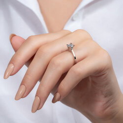 G Renk 0,70 Karat HRD Sertifikalı Tektaş Pırlanta Yüzük - 6