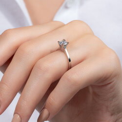 G Renk 0,70 Karat HRD Sertifikalı Tektaş Pırlanta Yüzük - 7