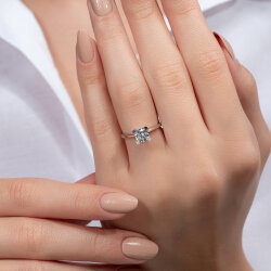 G Renk 0,80 Karat HRD Sertifikalı Tektaş Pırlanta Yüzük - 5
