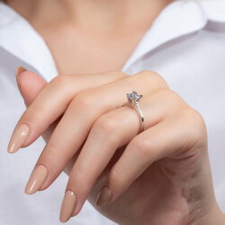 G Renk 0,80 Karat HRD Sertifikalı Tektaş Pırlanta Yüzük - 6