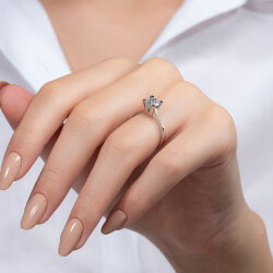 G Renk 0,90 Karat HRD Sertifikalı Tektaş Pırlanta Yüzük - 6