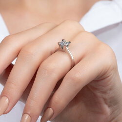 G Renk 1,00 Karat HRD Sertifikalı Tektaş Pırlanta Yüzük - 7