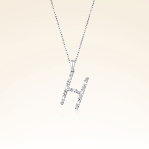 H Harf Pırlantalı Kolye - Pare Pırlanta