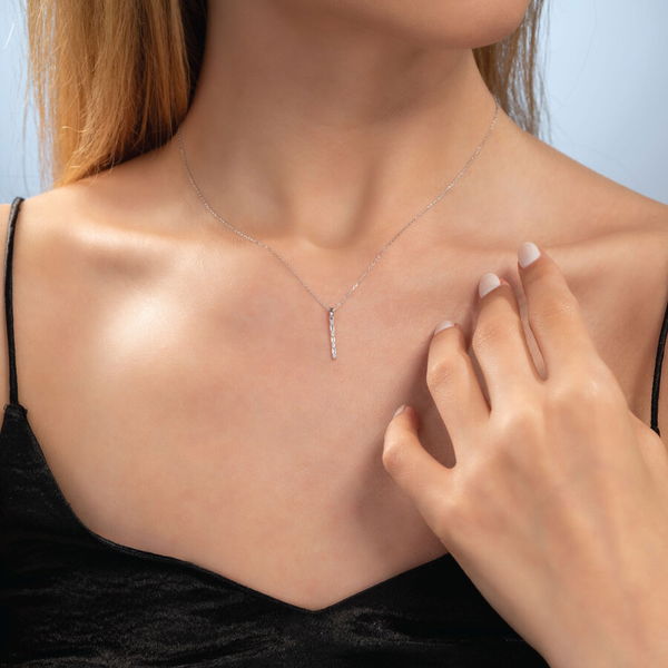 I Harf Pırlantalı Kolye - Pare Pırlanta