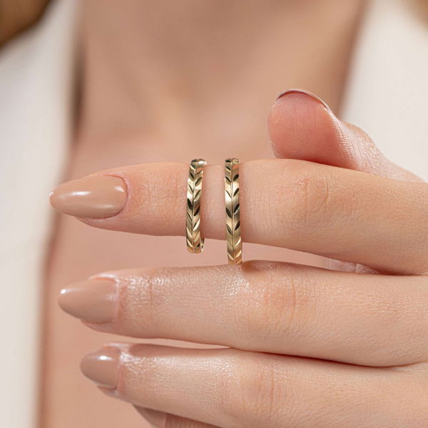 İnce Başak Çift Alyans - Pare Pırlanta