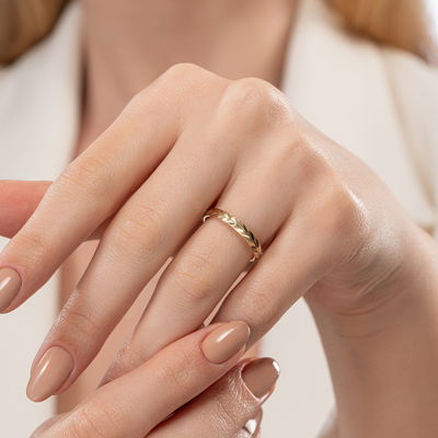 İnce Başak Kadın Alyans - Pare Pırlanta