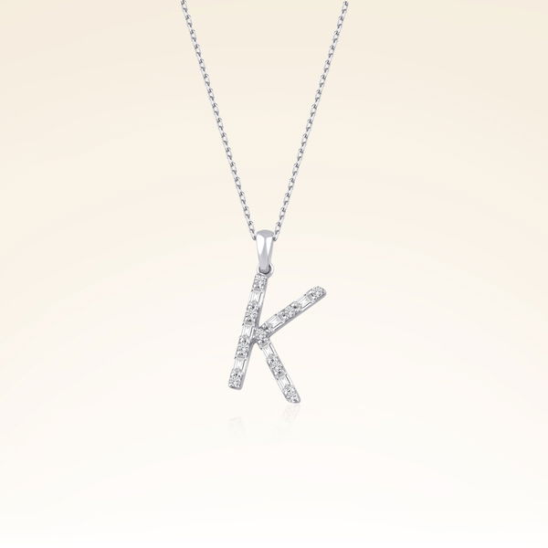 K Harf Pırlantalı Kolye - Pare Pırlanta