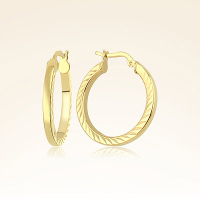 Altın Kalemli Halka Küpe - Pare Pırlanta