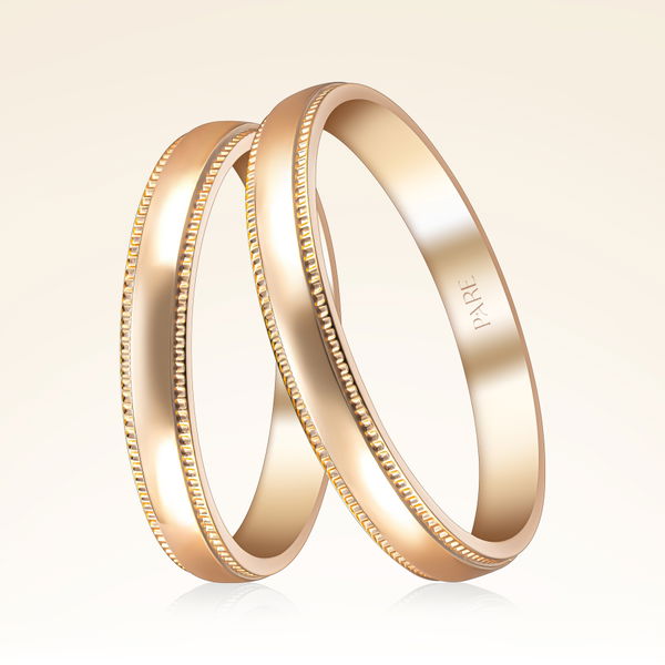 Kenarı Kalemli Çift Alyans - Pare Pırlanta