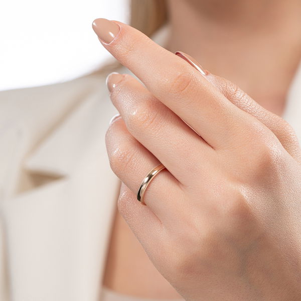 Kenarı Kalemli Kadın Alyans - Pare Pırlanta