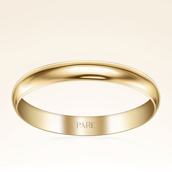 Klasik İnce Bombeli 3 mm Erkek Alyans - Pare Pırlanta