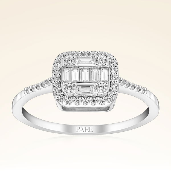 0,27 Karat Kolu Taşlı Baget Pırlanta Yüzük - Pare Pırlanta