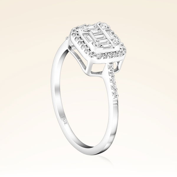 0,27 Karat Kolu Taşlı Baget Pırlanta Yüzük - Pare Pırlanta