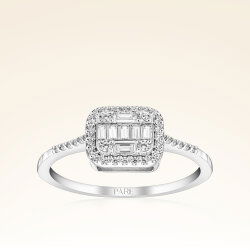 0,27 Karat Kolu Taşlı Baget Pırlanta Yüzük - 1