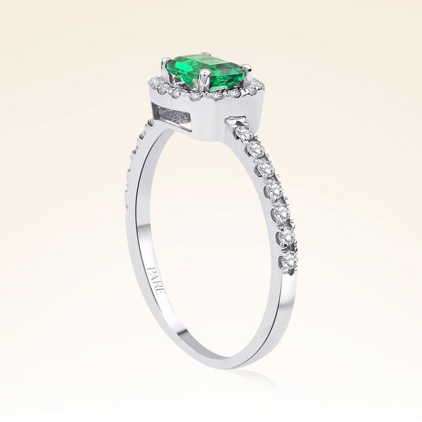 0,60 Karat Kolu Taşlı Pırlanta Zümrüt Yüzük - Pare Pırlanta