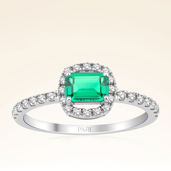 0,60 Karat Kolu Taşlı Pırlanta Zümrüt Yüzük - Pare Pırlanta