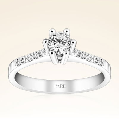 0,40 Karat Kolu Taşlı Tektaş Pırlanta Yüzük - Pare Pırlanta