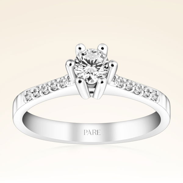 0,40 Karat Kolu Taşlı Tektaş Pırlanta Yüzük - Pare Pırlanta