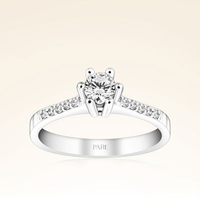 0,40 Karat Kolu Taşlı Tektaş Pırlanta Yüzük - Pare Pırlanta