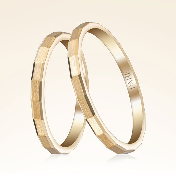 Mat Detaylı Kare Kesim Çift Alyans - Pare Pırlanta