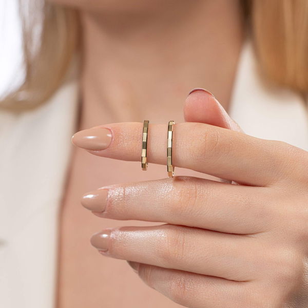 Mat Detaylı Kare Kesim Erkek Alyans - Pare Pırlanta