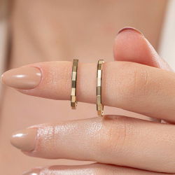 Mat Detaylı Kare Kesim Erkek Alyans - 3