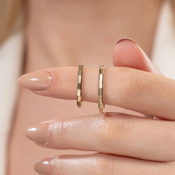 Mat Detaylı Kare Kesim Kadın Alyans - 5