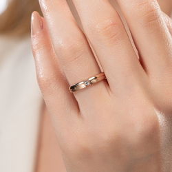 Mat ve Parlak Detaylı Tektaş Kadın Alyans - 3