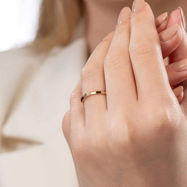 Modern Geometrik Kadın Alyans - Pare Pırlanta