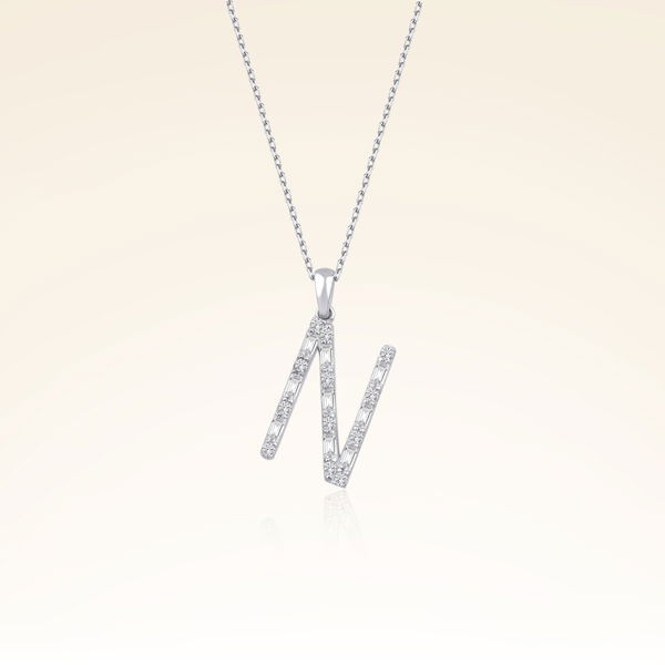 N Harf Pırlanta Kolye - Pare Pırlanta