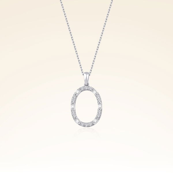 O Harf Pırlantalı Kolye - Pare Pırlanta