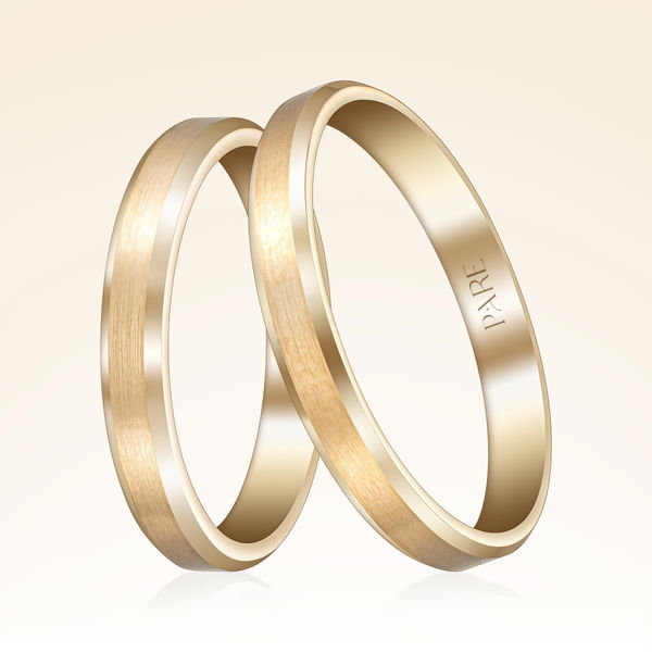 Ortası Mat Klasik Çift Alyans - Pare Pırlanta