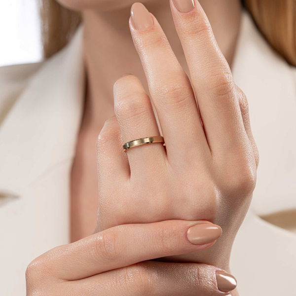 Ortası Mat Klasik Kadın Alyans - Pare Pırlanta